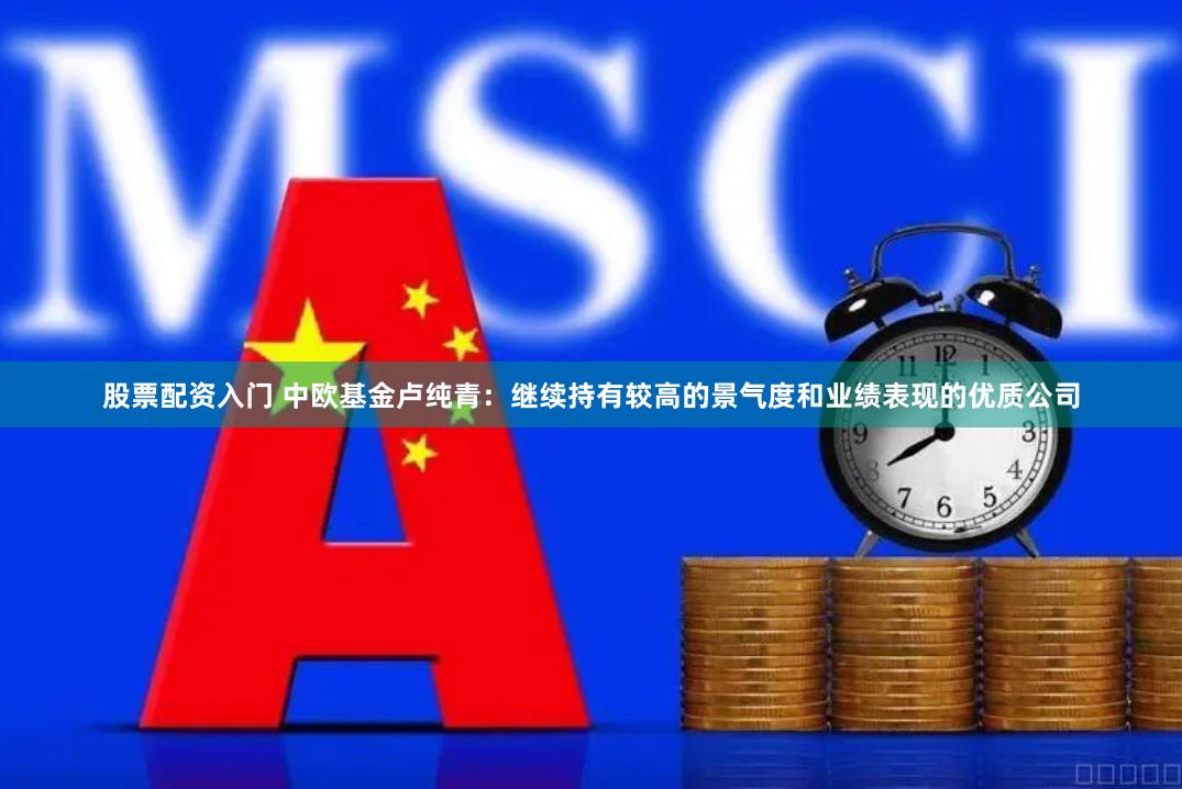 股票配资入门 中欧基金卢纯青：继续持有较高的景气度和业绩表现的优质公司